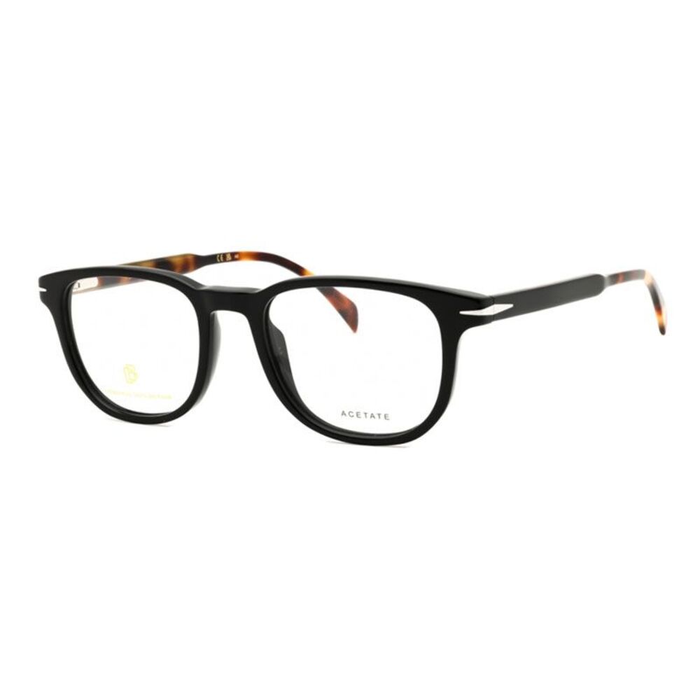 David Beckham Eyeglasses Rectangle Full Rim, Black Havana Frame and Clear Demo